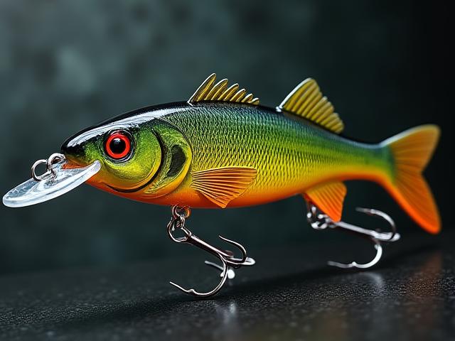 Hyper-realistic, custom-painted walleye fishing lure