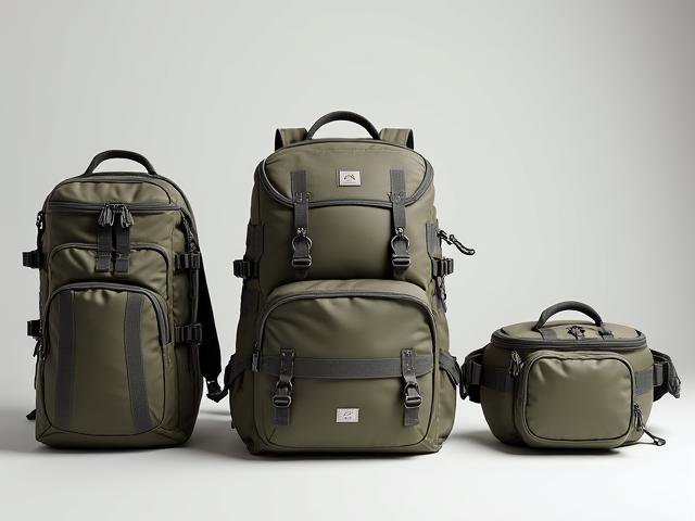 Convertible tackle bag shown as a backpack, sling, and hip pack