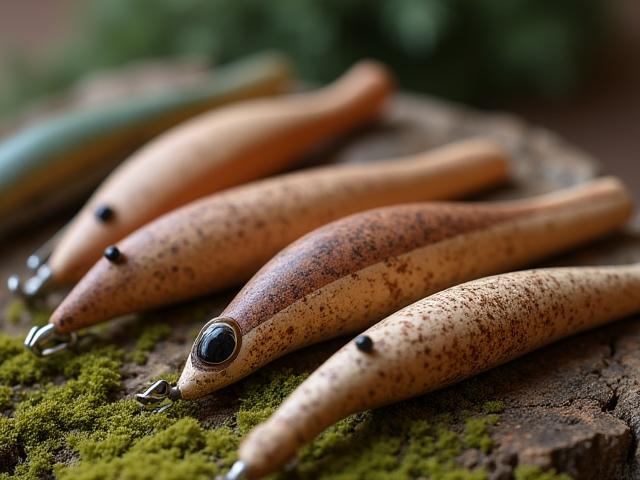 Artisan wooden and cork fishing lures