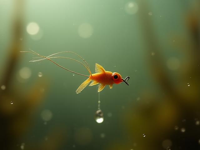 Close-up of a dropshot rig being fished
